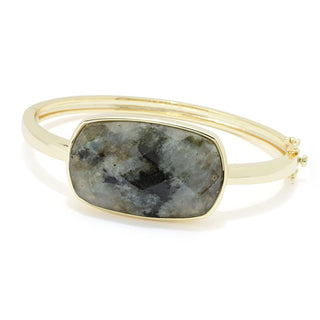 Aurelia 18K Gold Plated 32x22mm Faceted Labradorite Cuff Bracelet