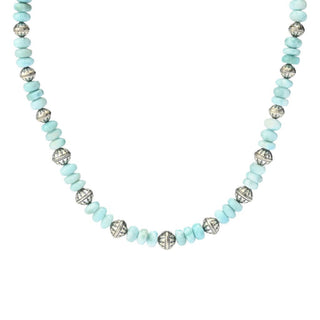 Southwest Elements Sterling Silver 8mm Larimar Rondelle Bead Necklace