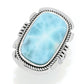 Southwest Elements Sterling Silver 23x14mm Cushion Shape Larimar Beaded Halo Ring