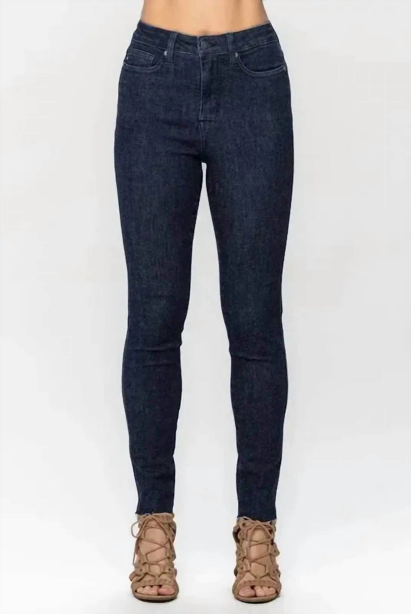 Judy Blue - High Waist Tummy Control Raw Hem Skinny Denim Jeans