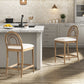 27" Upholstered Counter Stool Set of 2 with Arched Wood Back