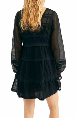 Free People - Berlin Trapeze Embroidered Semi Sheer Lace Slip Mini Dress