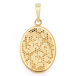 Stefano Oro 14K Gold Polished & Satin Oval Choice of Ricami Pendant