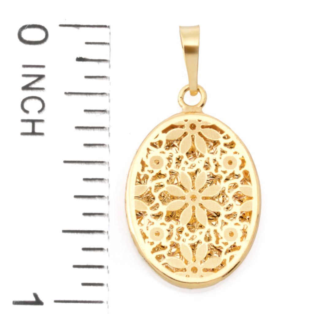 Stefano Oro 14K Gold Polished & Satin Oval Choice of Ricami Pendant