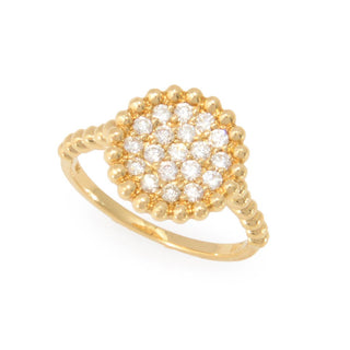 Morris & David 14K Gold 0.51ctw Diamond Beaded Border Ring, 2.7 grams
