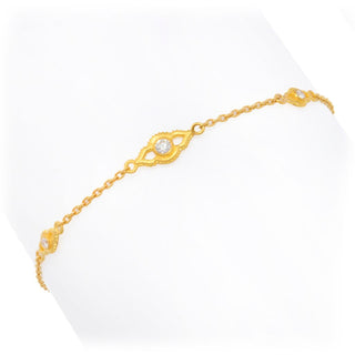 Cevherun 24K Gold Satin "Grenada" 0.11ctw Diamond Station 7" Bracelet