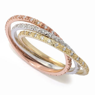 Sonia Bitton Galerie de Bijoux 14K Tri-Color Gold Diamond 3-Band Ring