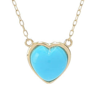 CIRARI 14K Gold Polished 7mm Heart Shape Turquoise Pendant w/ Chain