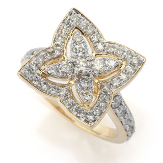 Cocci Collection 14K Gold Polished 1.00ctw Diamond Star Ring, 5.1 grams