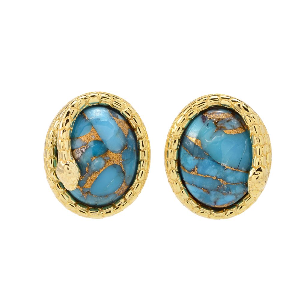 Passport to Egypt 18K Gold Plated Choice of Gem Snake Wrap Stud Earrings