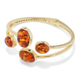 Aurelia 18K Gold Plated Amber Choice of Size Hinged Bangle Bracelet