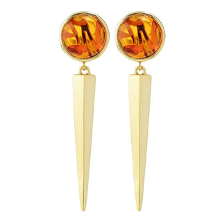 Aurelia 18K Gold Plated 10mm Amber 1.5" Dagger Drop Earrings