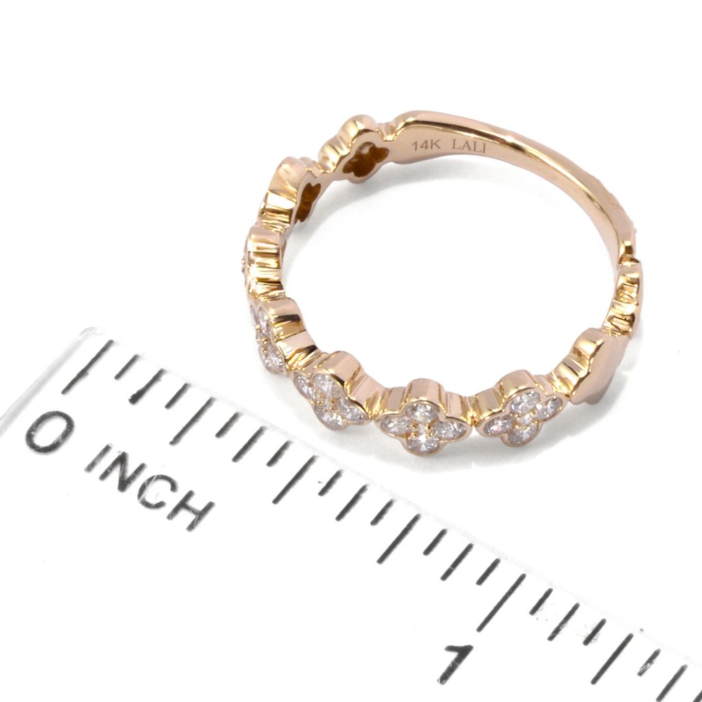 LALI Jewels 14K Gold 0.45ctw Diamond Clover Station Ring, 1.9 grams
