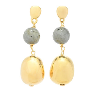 Verona Gioielli 18K Gold Plated Choice of Gemstone 1.75" Dangle Earrings