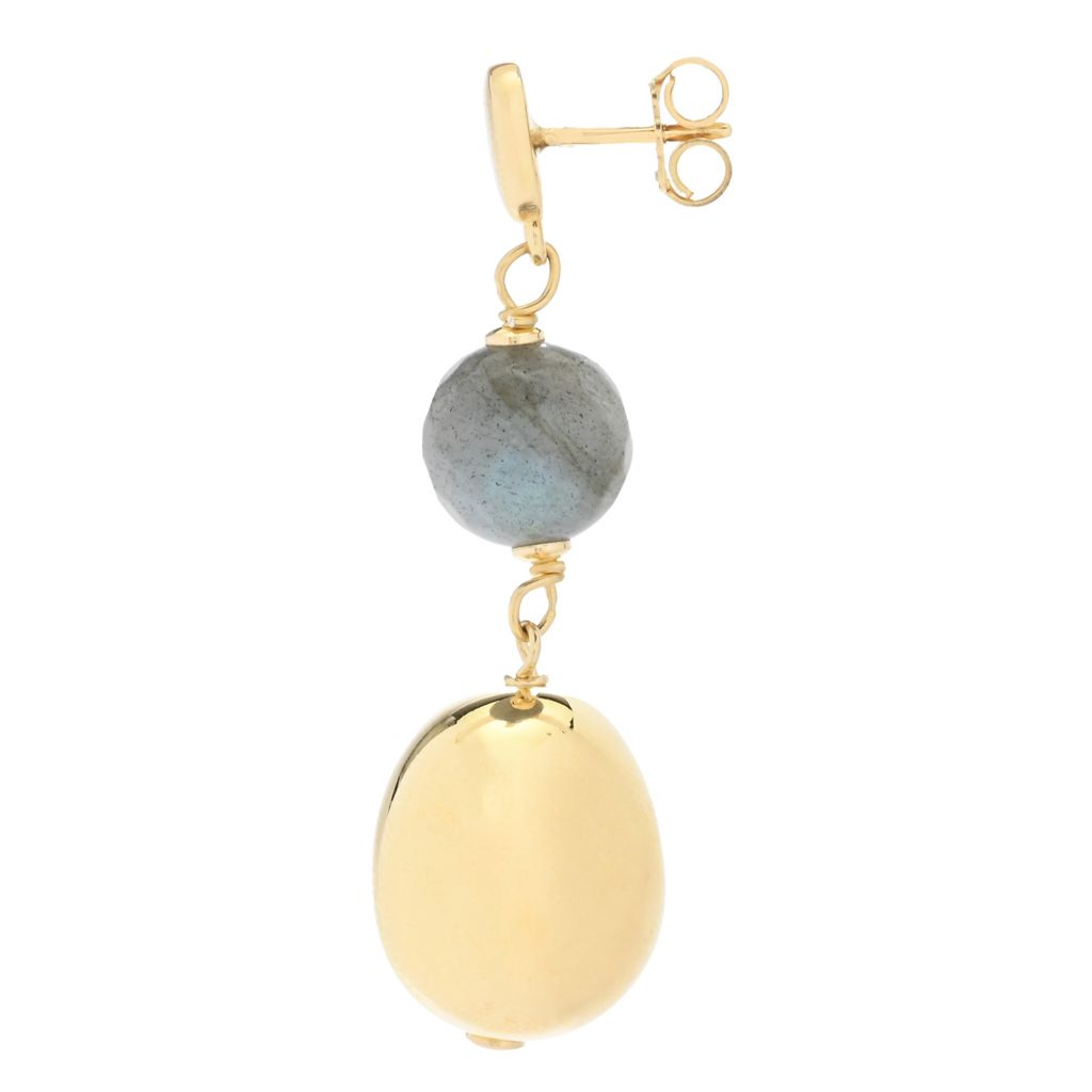 Verona Gioielli 18K Gold Plated Choice of Gemstone 1.75" Dangle Earrings