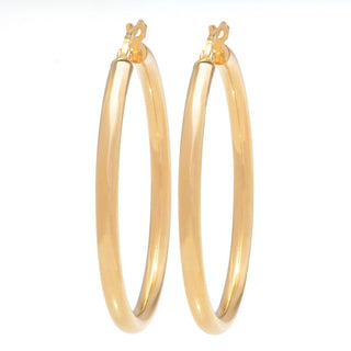 Verona Gioielli 18K Gold Plated Tubing Choice of Size Shiny Hoop Earrings