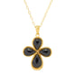 Verona Gioielli 18K Gold Plated 12x8mm Black Onyx Cross Pendant w/ Chain
