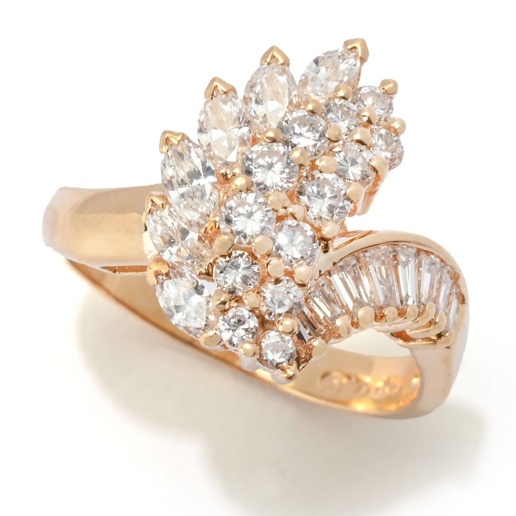 14K Gold Polished 1.50ctw Marquise, Baguette & Round Diamond Ring