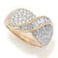 14K Gold Polished 0.75ctw Baguette & Round Diamond Ring, 5.2 grams