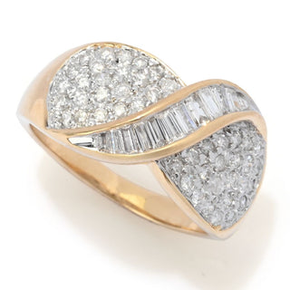 14K Gold Polished 0.75ctw Baguette & Round Diamond Ring, 5.2 grams