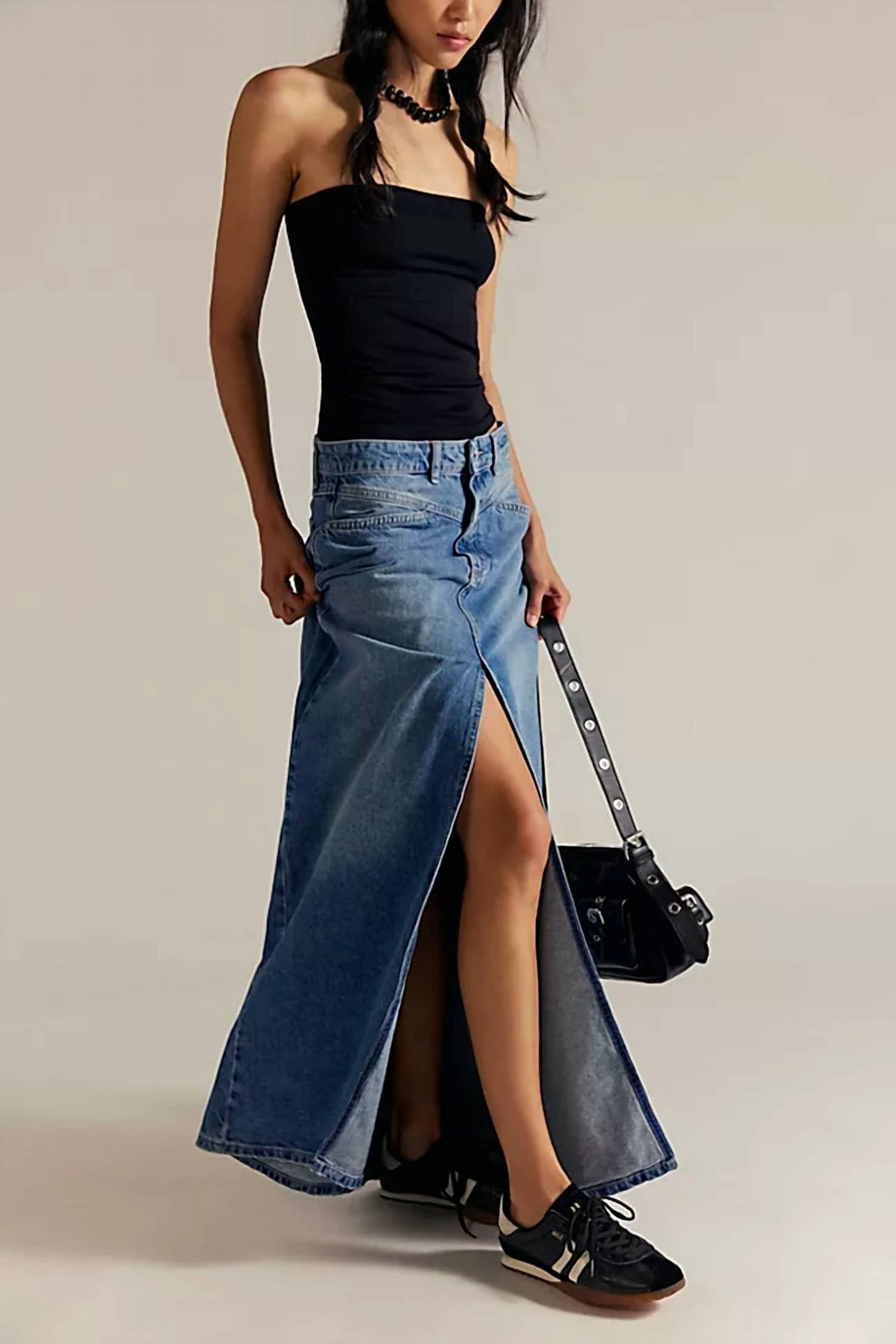 Free People - Come As You Are Denim Maxi Skirt