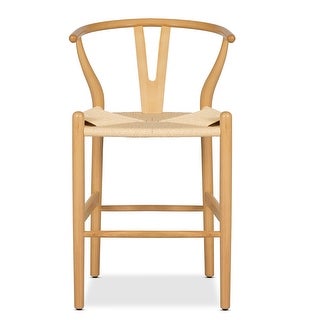 Poly and Bark Weave Counter Stool  Solid Wood Frame