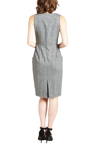 Eva Franco - Flocked Scallop Cato Sheath Dress