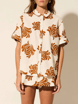 Kivari - Inza Print With Rick-rack Trim Details Shirt