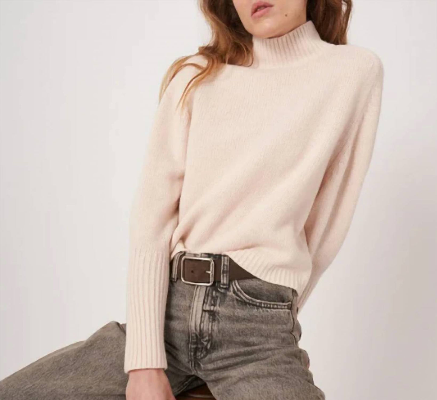 Repeat Cashmere - Wool Sweater With Ribbed Stand Collar
