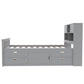 Captain Platform Bed Frame With Bookcase Headboard, 4 Drawers, Storage Shelves