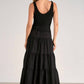 Elan - Sleeveless Tiered Ruffled Hem Woven Knit A-line Dress