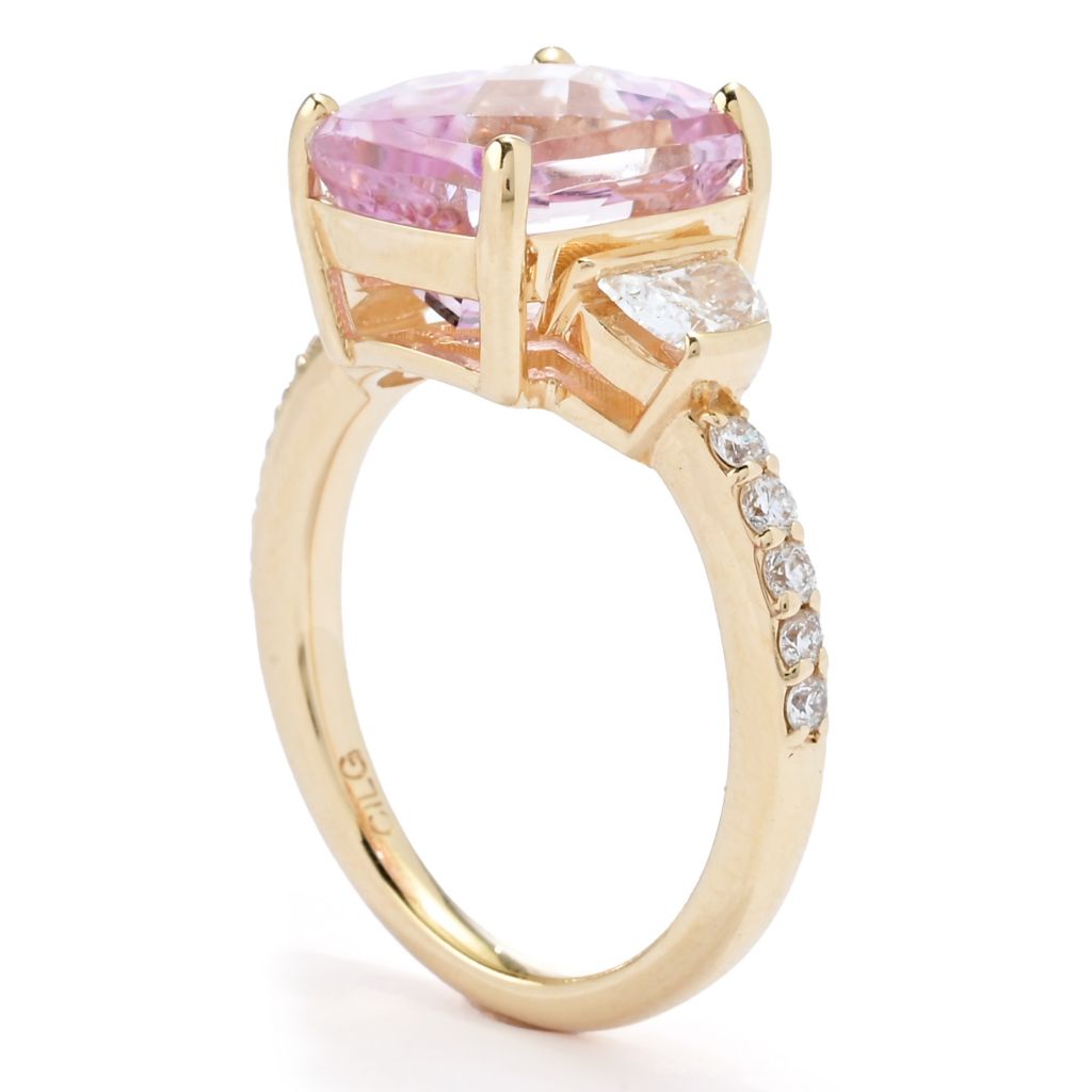 Serge & Camille 14K Gold 4.55ctw Kunzite &Lab Grown Diamond Ring, 5.0 grams