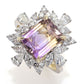 Serge & Camille 14K Gold Polished 4.10ctw Ametrine &Lab Grown Diamond Ring, 3.8 grams