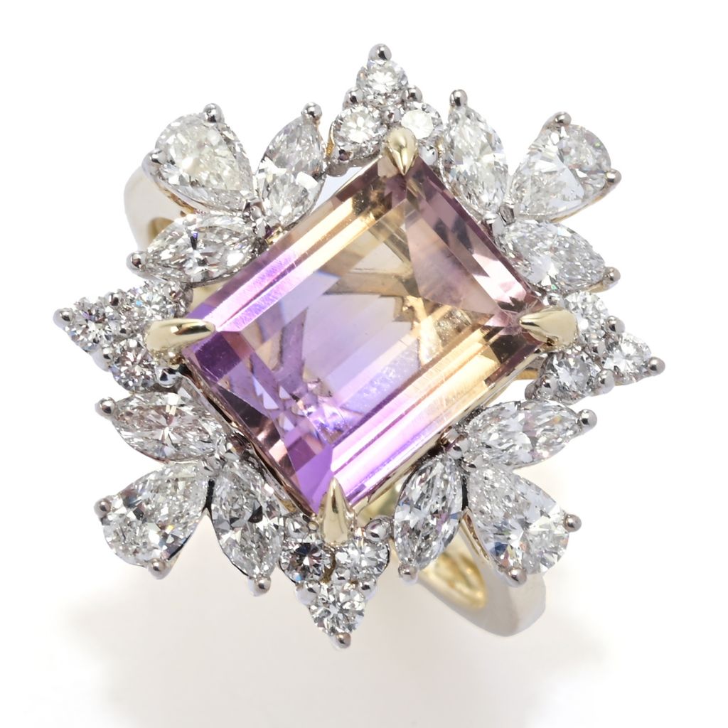Serge & Camille 14K Gold Polished 4.10ctw Ametrine &Lab Grown Diamond Ring, 3.8 grams