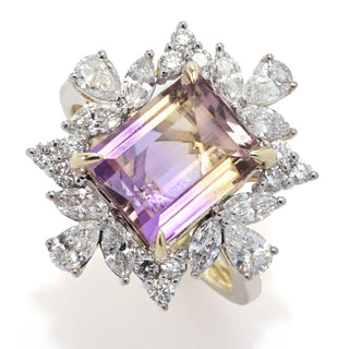 Serge & Camille 14K Gold Polished 4.10ctw Ametrine &Lab Grown Diamond Ring, 3.8 grams