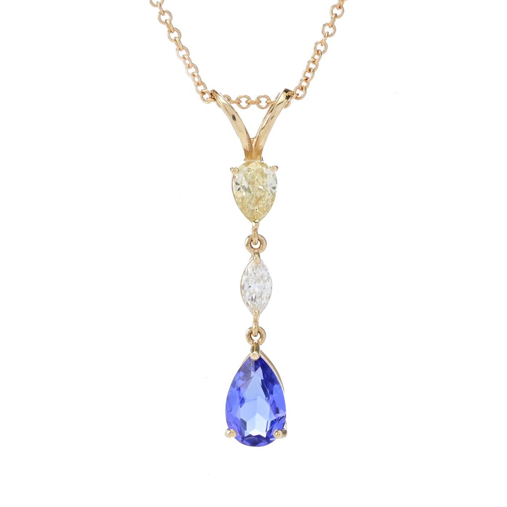 Serge & Camille 14K Gold Polished 1.07ctw Tanzanite &Lab Grown Diamond Pendant w/ Chain