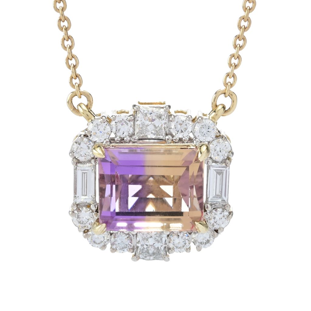 Serge & Camille 14K Gold Polished 3.90ctw Ametrine &Lab Grown Diamond Necklace, 2.8 gram