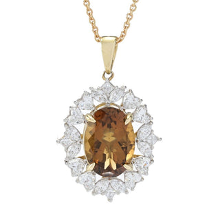 Serge & Camille 14K Gold 5.75ctw Cognac Quartz & Lab Grown Diamond Pendant
