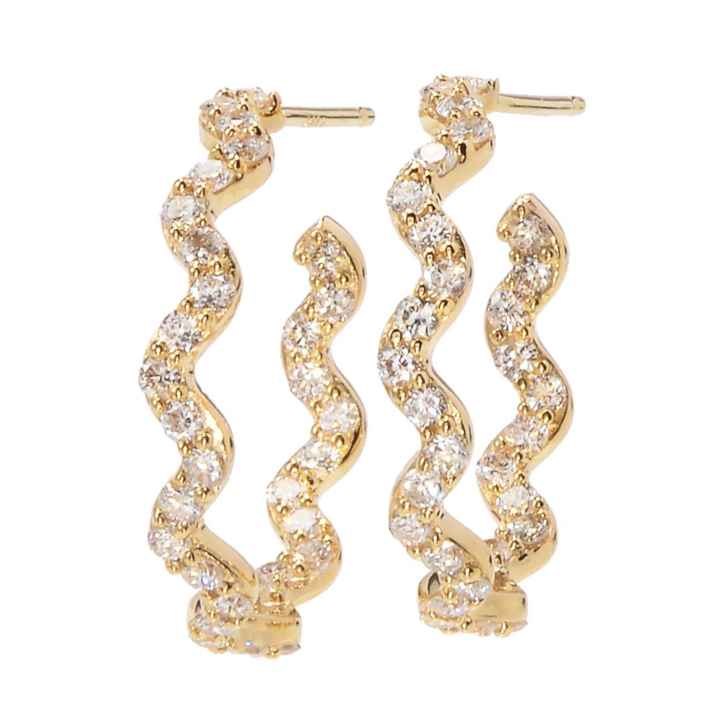 Gems of Distinction Choice of 14K Gold 0.96ctw Diamond Wave Hoop Earrings