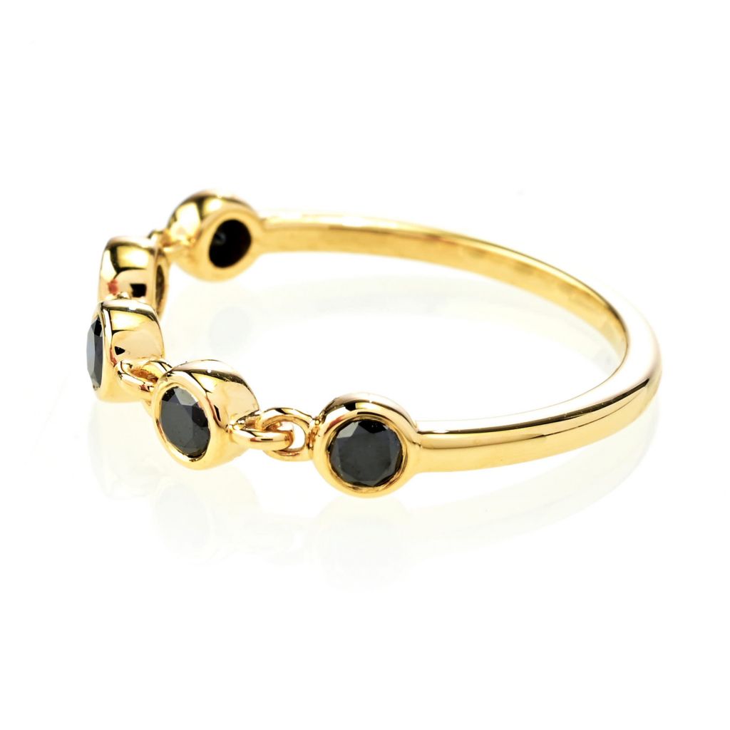 Gems of Distinction 14K Gold 0.38ctw Black Noir Diamond Station Ring