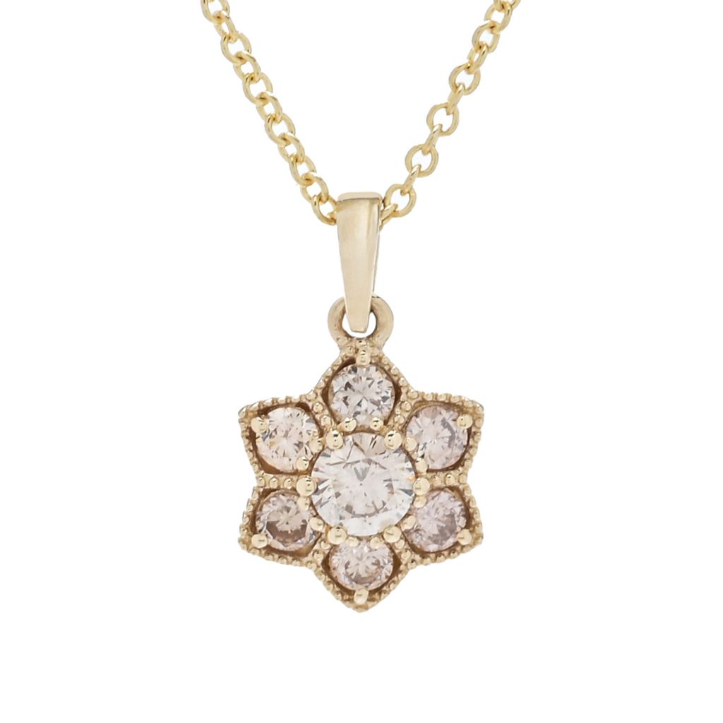 Gems of Distinction 14K Gold 0.31ctw Champagne Diamond Pendant w/ Chain