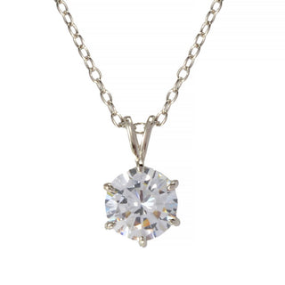 Brilliante 3.53 DEW Simulated Diamond Solitaire Pendant w/ Chain