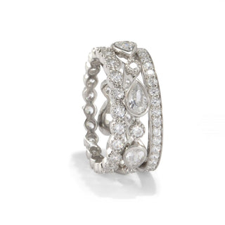 Brilliante Platinum Plated 4.46 DEW Simulated Diamond Set of 3 Stack Rings