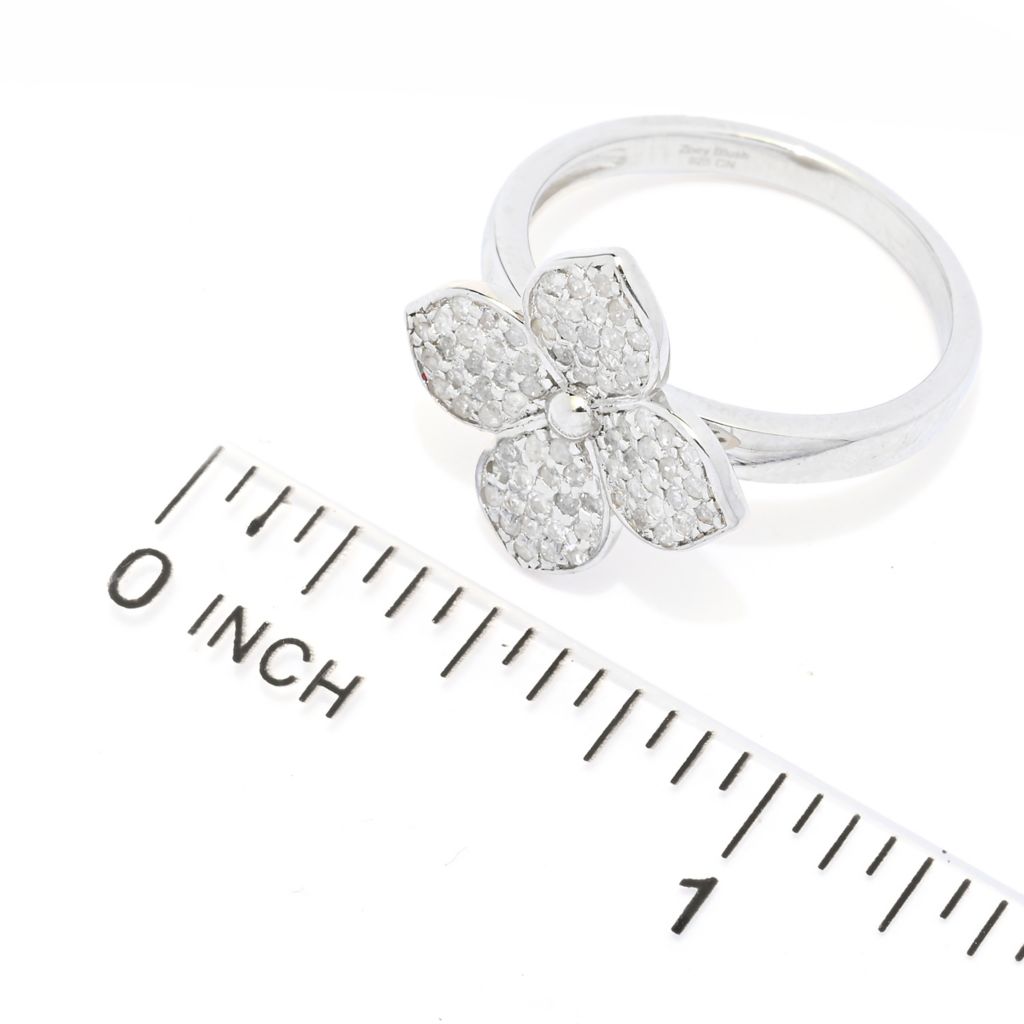 Zoey Blush Platinum Plated 0.38ctw Round Diamond Modified Cross Ring