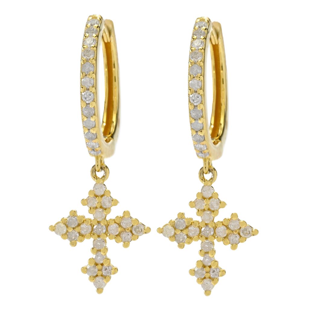 Zoey Blush 18K Gold Plated 0.60ctw Round Diamond Charm Drop Earrings