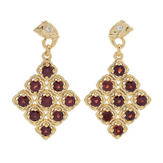Passport to India Elephant 3.00ctw Red Garnet & Zircon Earrings