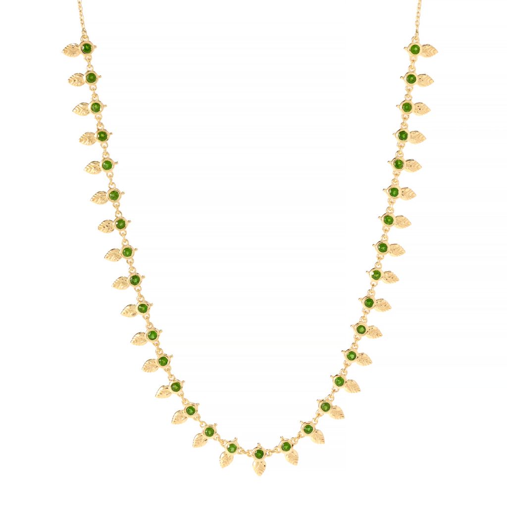 Passport to India 4.45ctw Chrome Diopside Mango Leaf Half Necklace