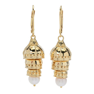 Passport to India "Taj Mahal" 18K Gold Plated Cultured Pearl Drop Earrings