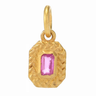 Cevherun 24K Gold Satin 0.35ctw Baguette Pink Sapphire Textured Pendant