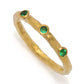 Cevherun 24K Gold Hammered Choice of Precious Gemstone 3-Stone Band Ring